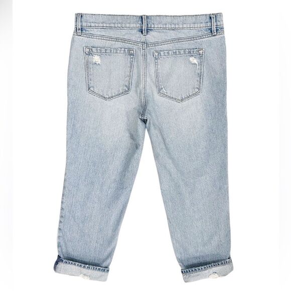 LOFT Light Wash Blue Distressed Cropped Boyfriend Jeans - Picture 4 of 4